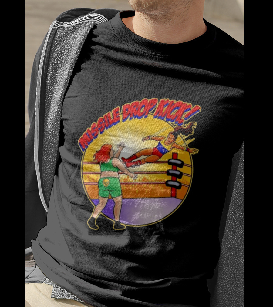 Missile Drop Kick Wrestling Move In Classic Ring Showdown T-Shirt