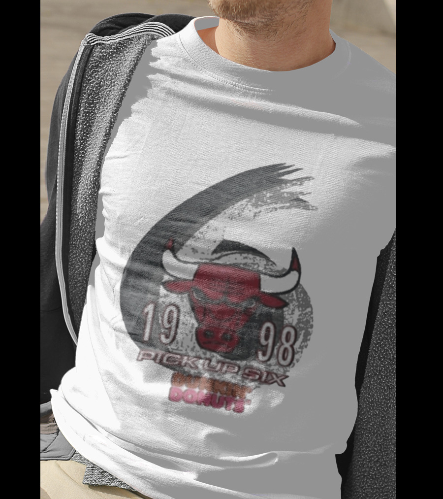 1998 Chicago Bulls Pick Up Six Dunkin' Donuts Promo T-Shirt
