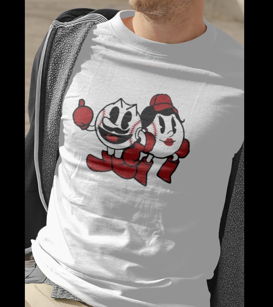 Cincy Mr. And Ms. Baseball Characters With Red Gloves And Boots T-Shirt
