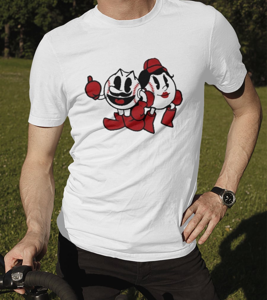 Cincy Mr. And Ms. Baseball Characters With Red Gloves And Boots T-Shirt