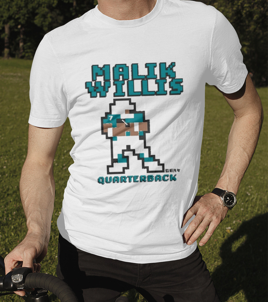 Malik Willis Retro Pixel Quarterback Miami Baller T-Shirt