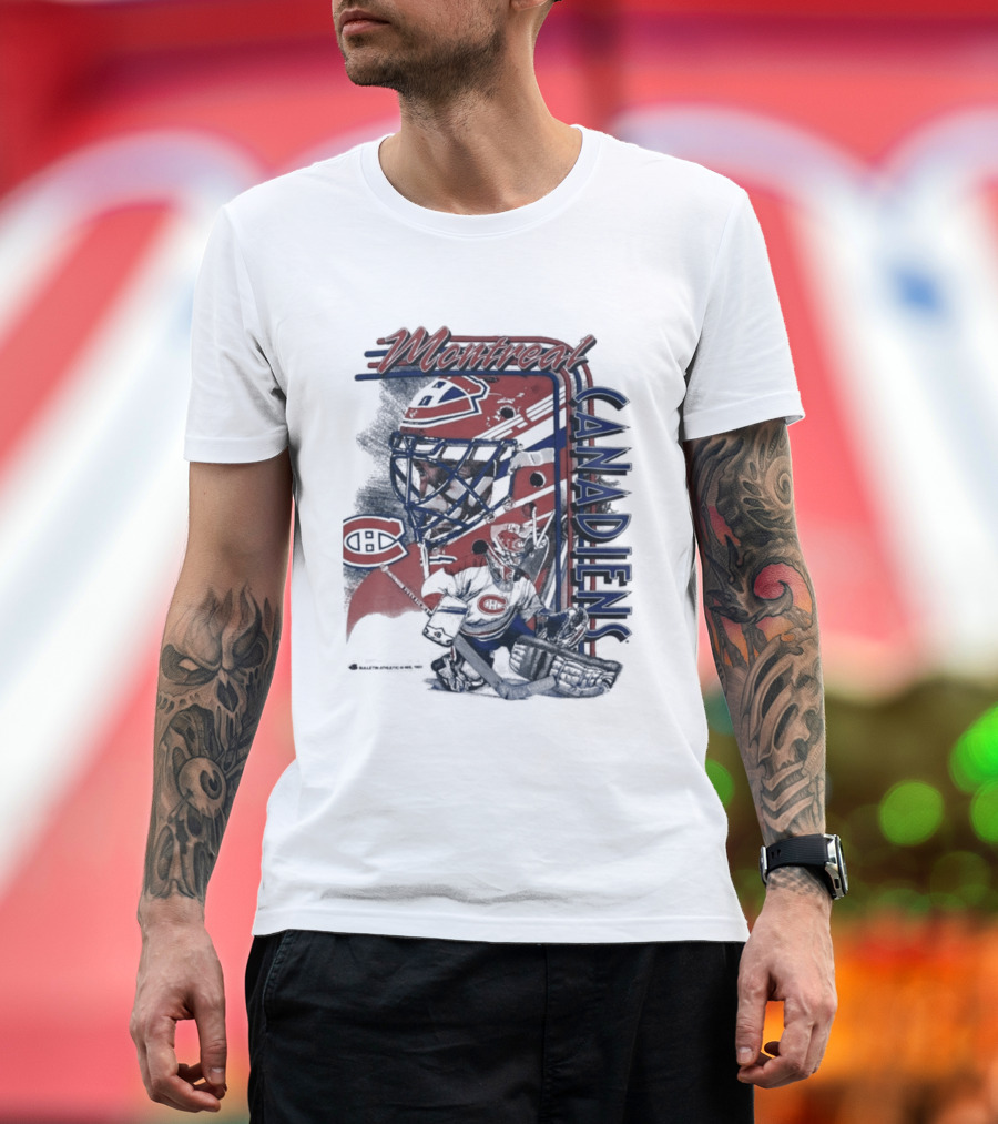 Montreal Canadiens 1992 NHL Vintage Hockey Goalie Mask T-Shirt