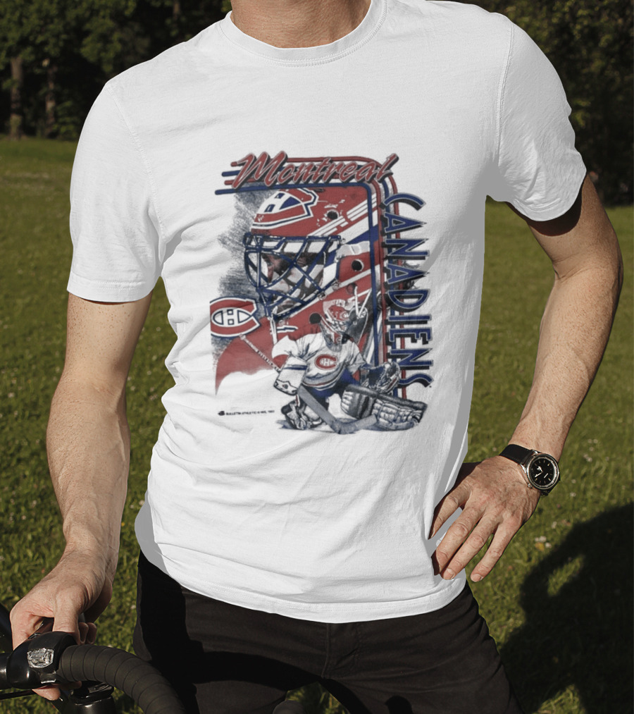 Montreal Canadiens 1992 NHL Vintage Hockey Goalie Mask T-Shirt