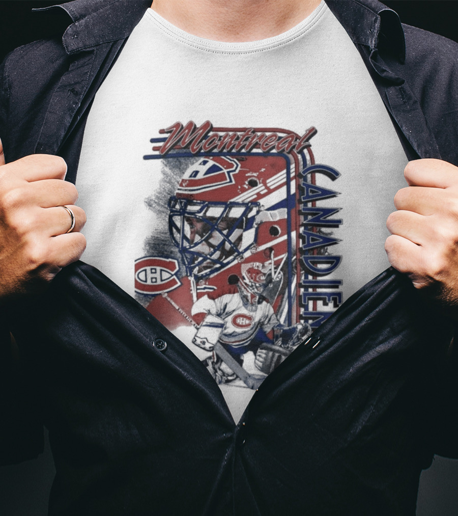 Montreal Canadiens 1992 NHL Vintage Hockey Goalie Mask T-Shirt