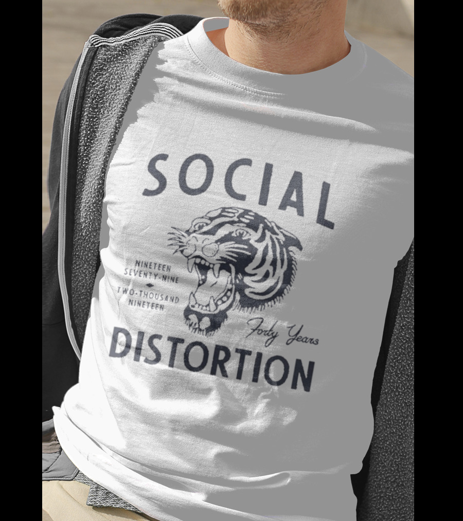 Social Distortion Forty Years Nineteen Seventy Nine Two Thousand Nineteen Tiger Head T-Shirt