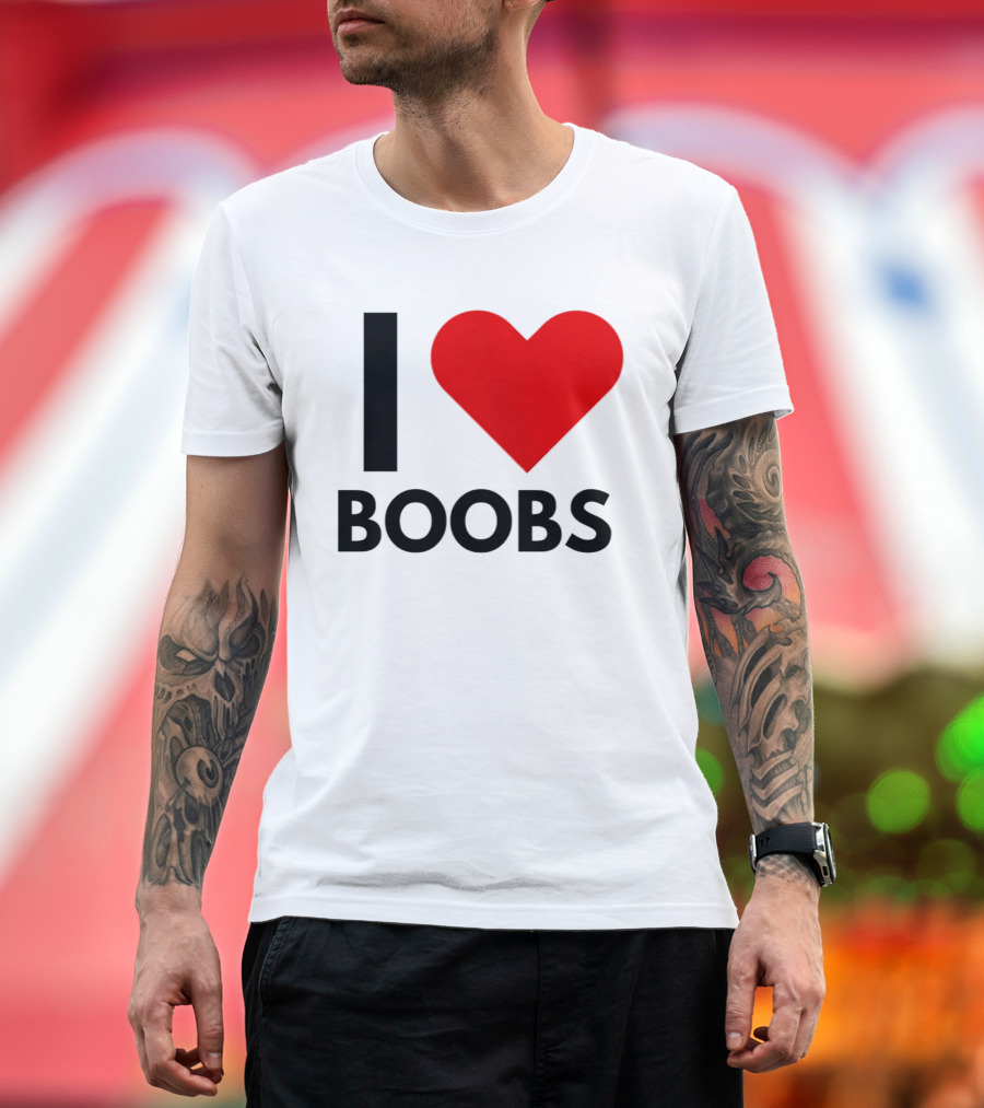 I Love Boobs Heart Symbol Humor T-Shirt