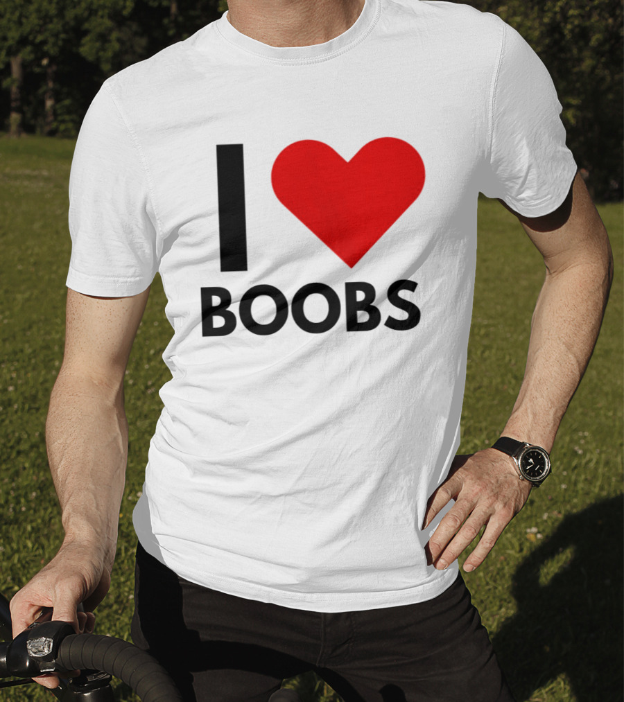 I Love Boobs Heart Symbol Humor T-Shirt