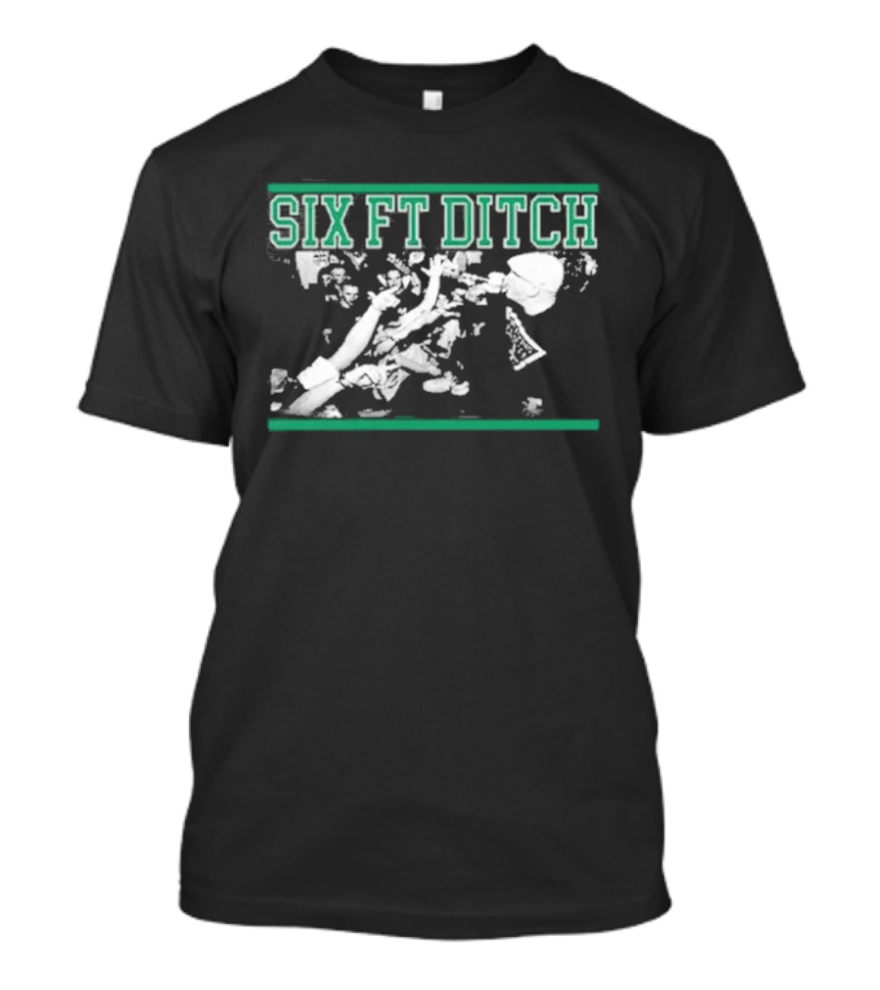 Six Ft Ditch Skull And Bones Grunge T-Shirt
