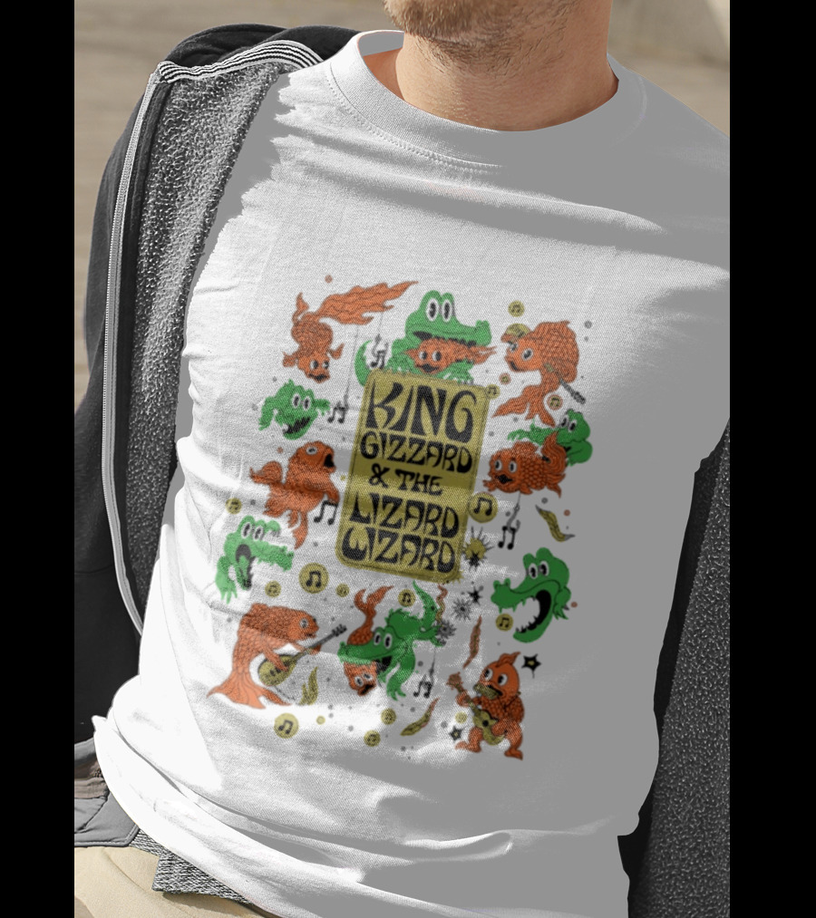 King Gizzard And The Lizard Wizard Fish Graphics With Musical Notes T-Shirt