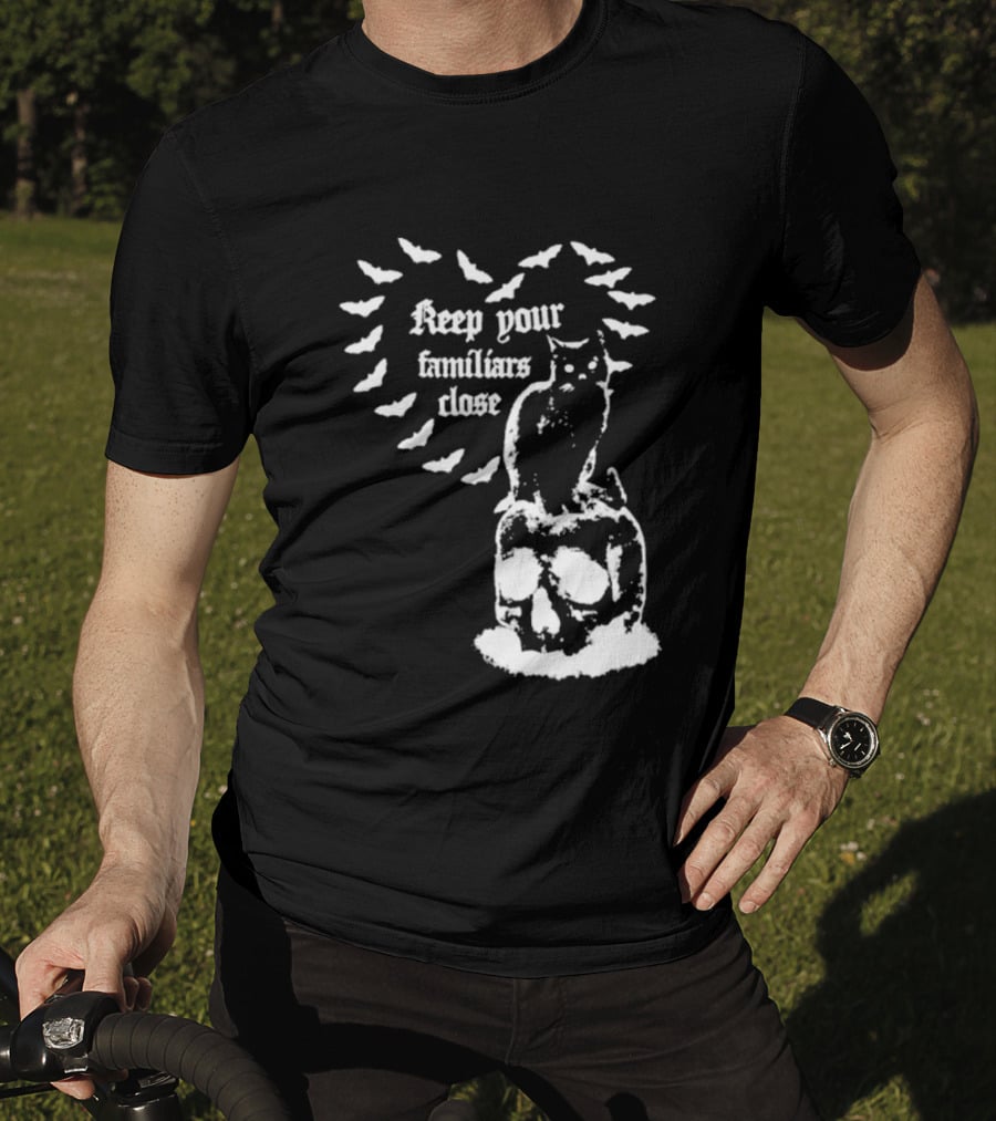 Keep Your Familiars Close Owl Skull And Bats T-Shirt