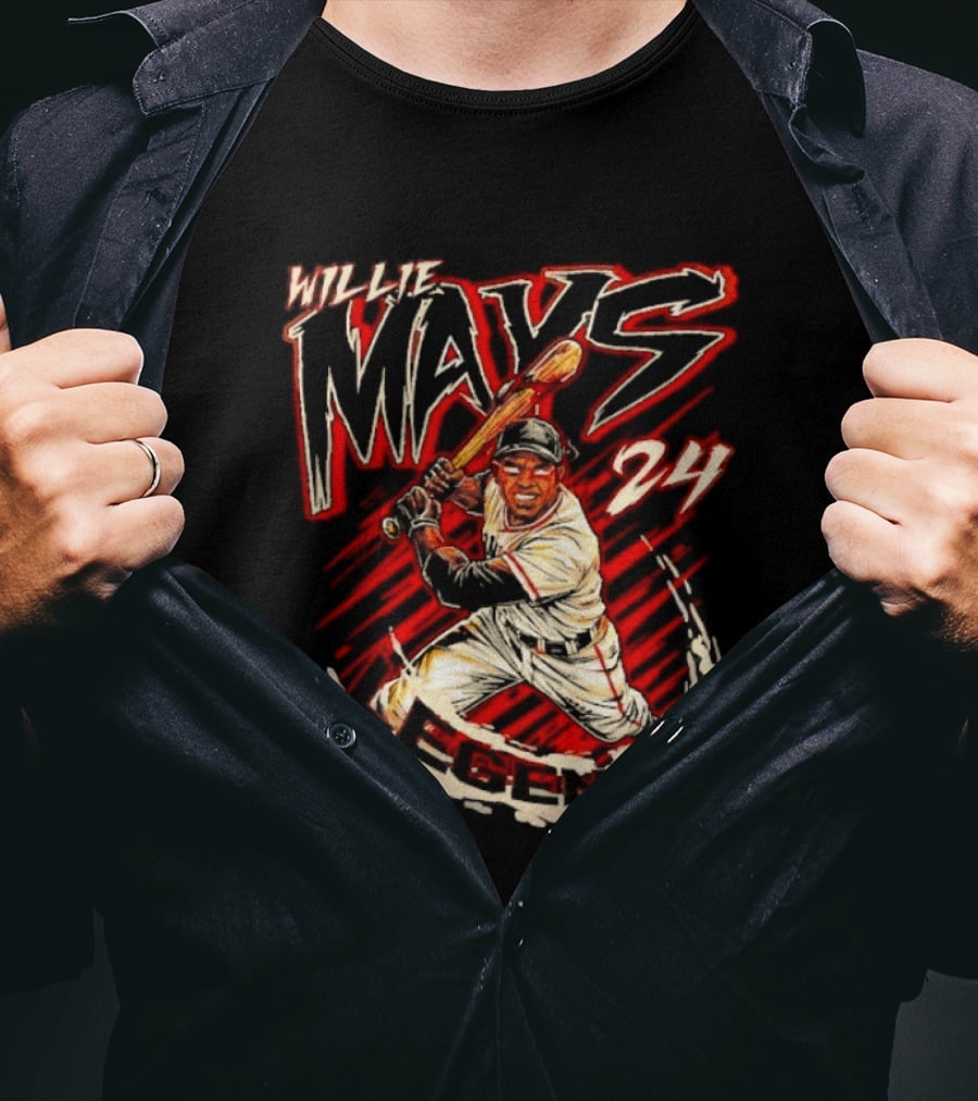 Willie Mays 24 San Francisco Giants Planet Euphoria Player Baseball T-Shirt