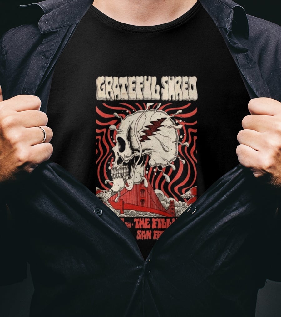 Grateful Shred Skull Golden Gate Bridge April 18th 2026 The Fillmore San Francisco T-Shirt