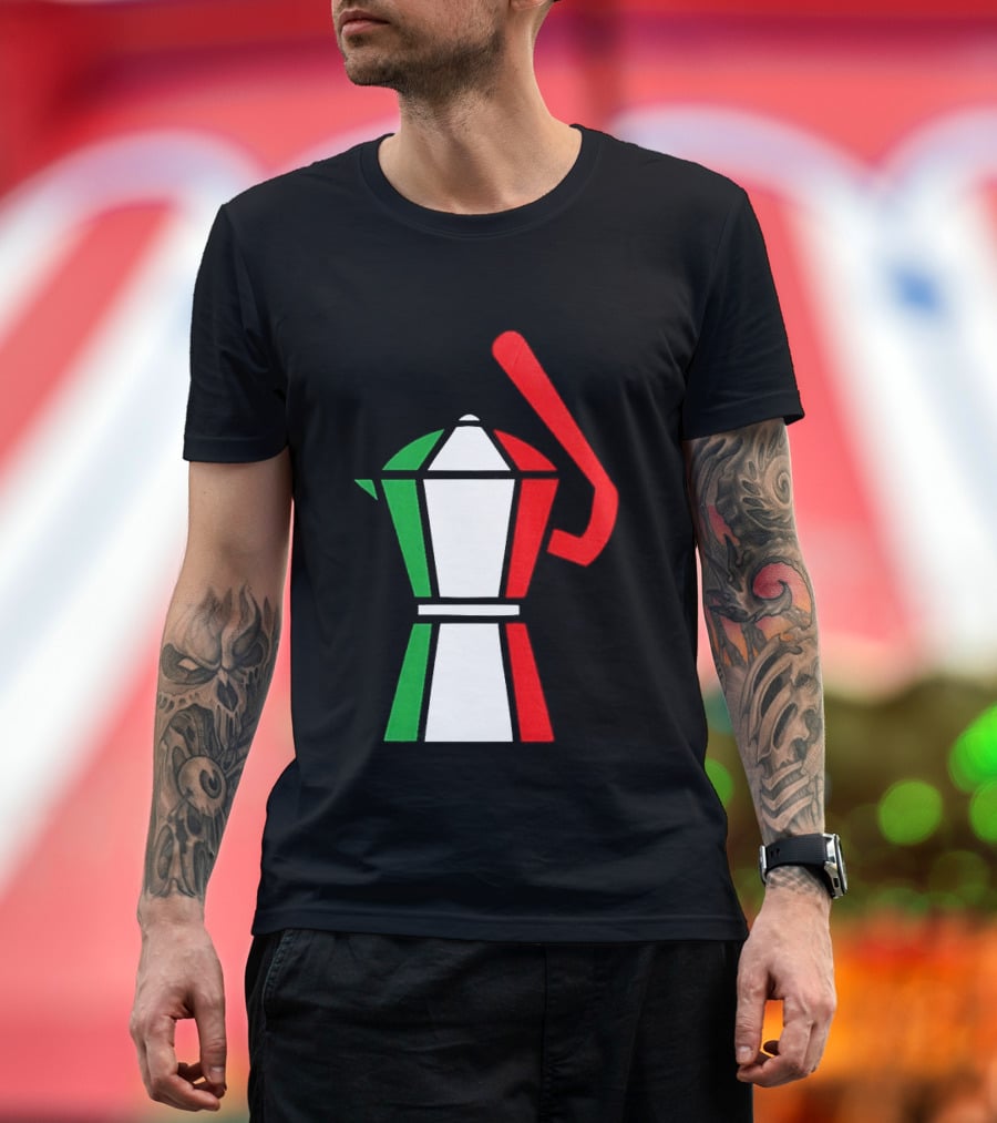 Italy Coffee Pot Italian Flag Colors White T-Shirt