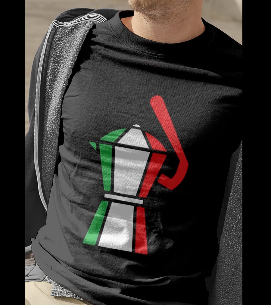 Italy Coffee Pot Italian Flag Colors White T-Shirt