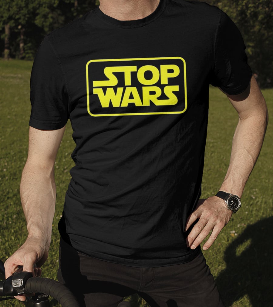 Stop Wars Yellow Text Block T-Shirt