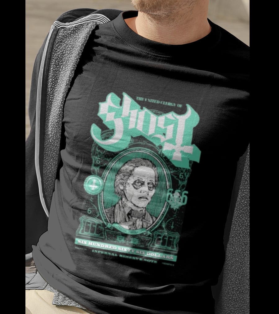 Ghost Six Hundred Sixty Six Dollars Papa Emeritus Spirit Bank Note T-Shirt