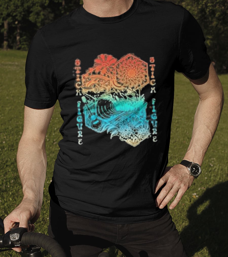 Stick Figure Coastal Cruiser Sun And Waves T-Shirt