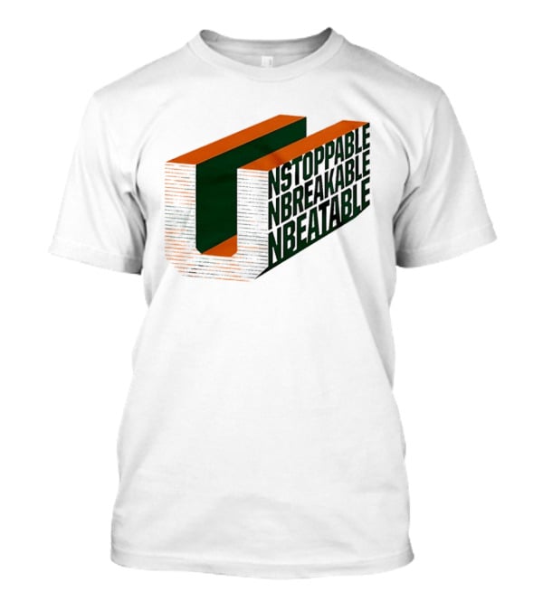 Unstoppable Unbreakable Unbeatable Bold 3D Text Optical Illusion T-Shirt