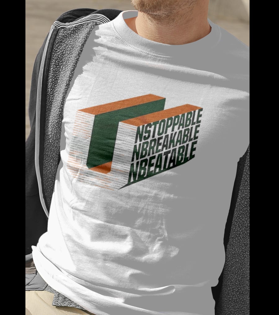 Unstoppable Unbreakable Unbeatable Bold 3D Text Optical Illusion T-Shirt