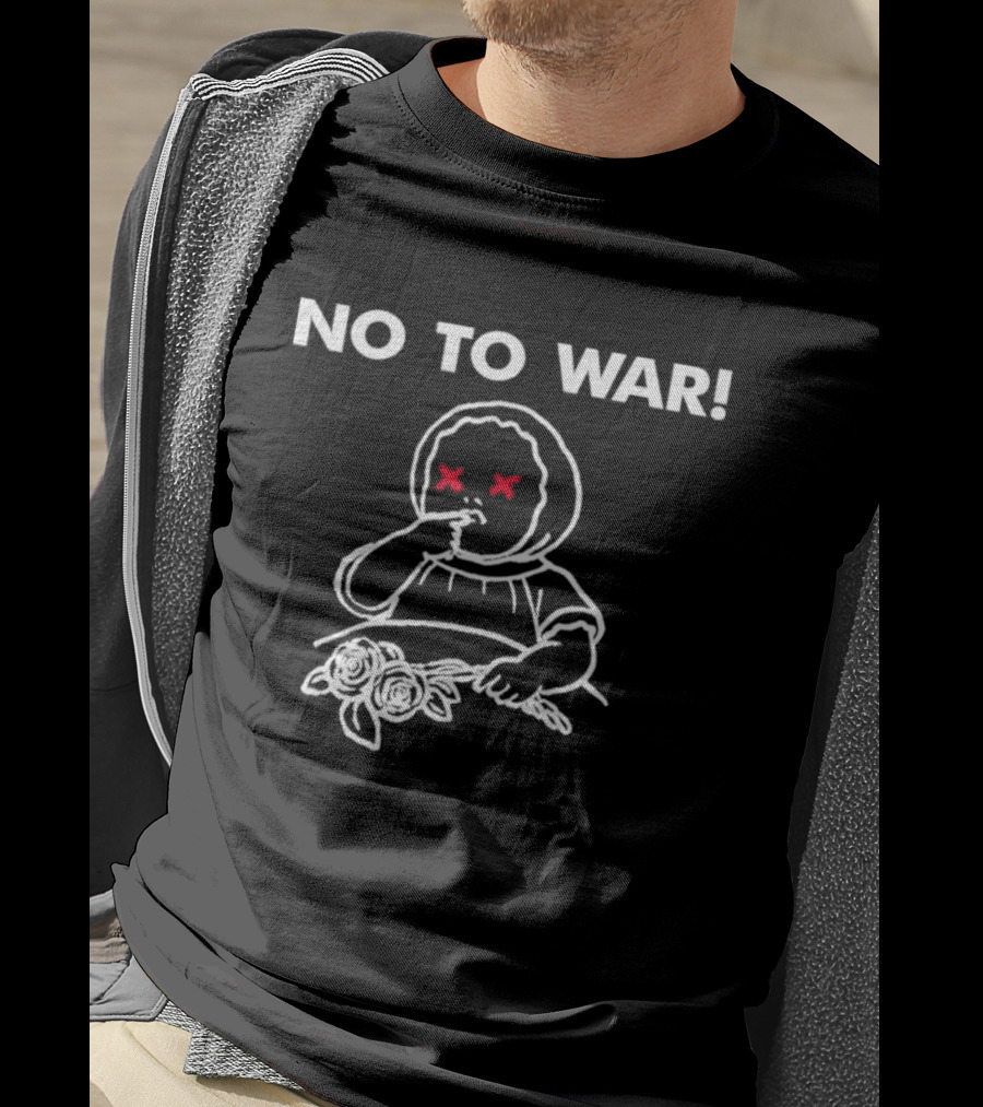 No To War Jon King Protest Statement With Child And Flowers T-Shirt