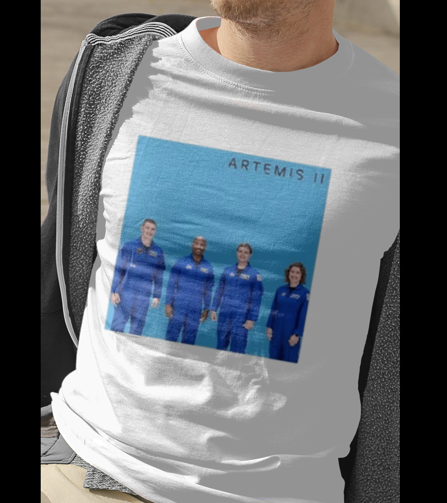 NASA Artemis II Crew Astronauts In Blue Flight Suits Mission Patch T-Shirt