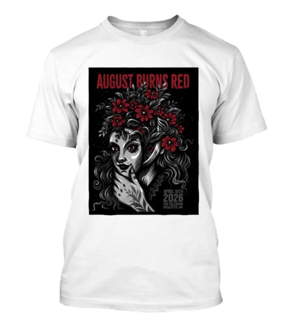 August Burns Red Concert April 10 2026 The Palladium Worcester MA Floral Headpiece T-Shirt