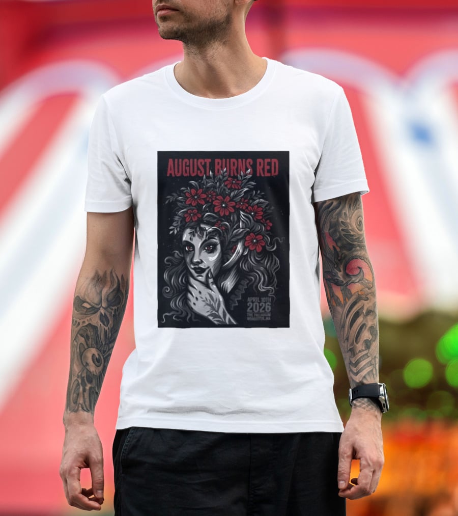 August Burns Red Concert April 10 2026 The Palladium Worcester MA Floral Headpiece T-Shirt