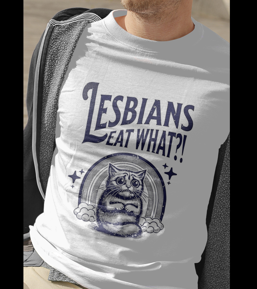Lesbians Eat What Cat Rainbow Starburst T-Shirt