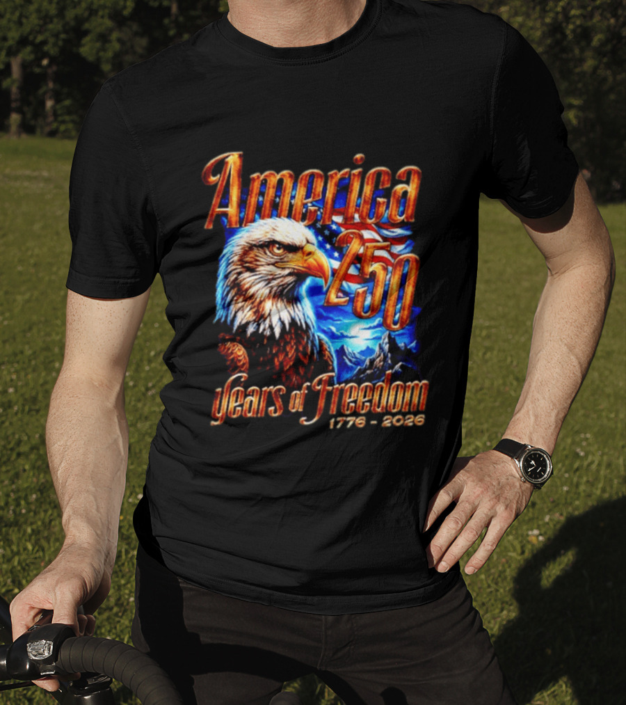 America 250 Years Of Freedom 1776 2026 Eagle Flag T-Shirt
