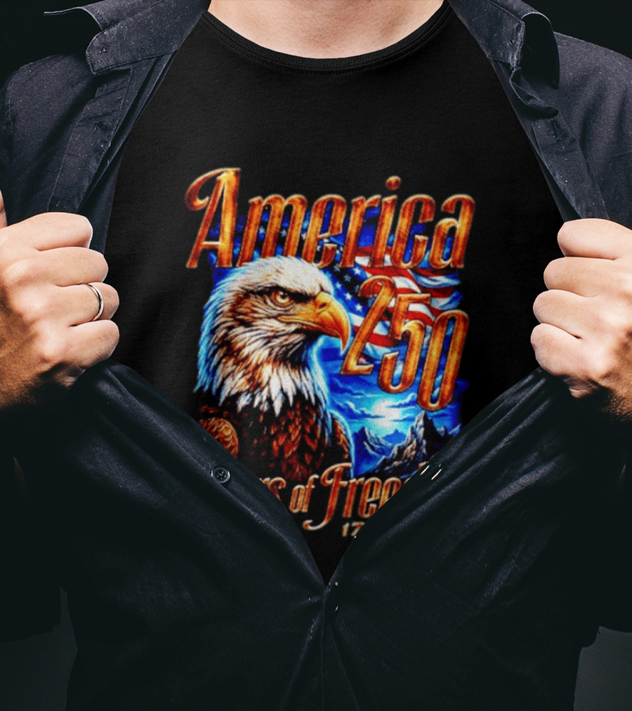 America 250 Years Of Freedom 1776 2026 Eagle Flag T-Shirt