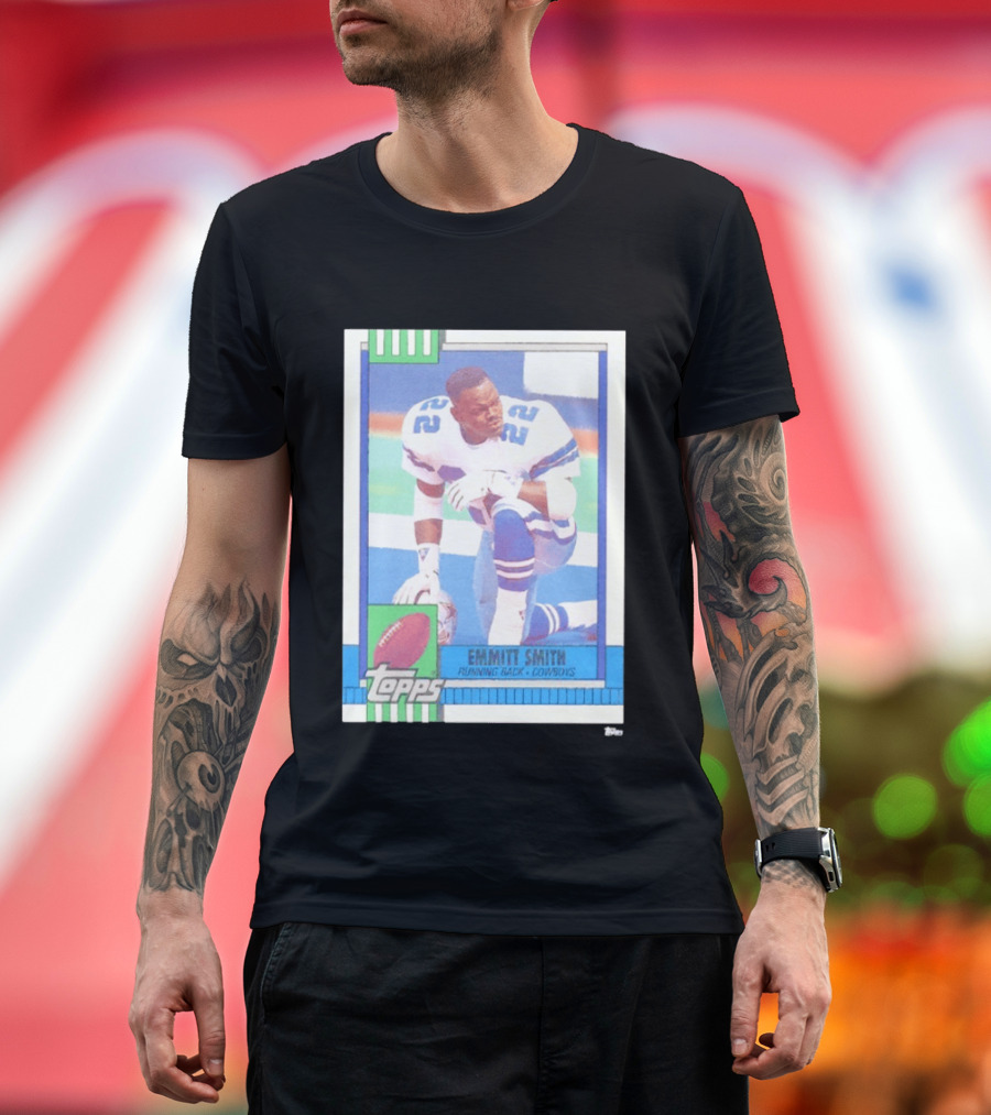 Emmitt Smith Topps Trading Card Running Back Cowboys Football Player T-Shirt