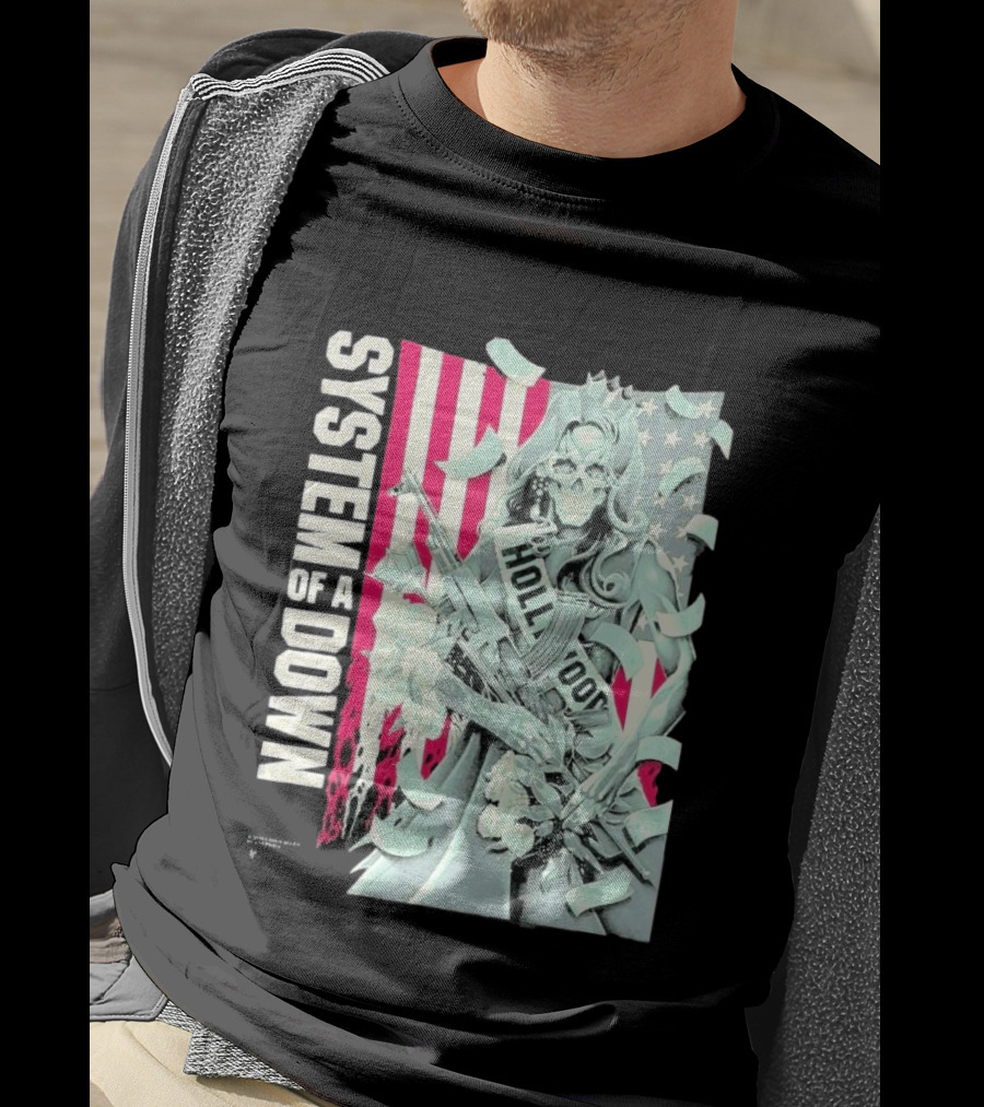 System Of A Down Limited Edition By Luke Preece American Gun Roses T-Shirt