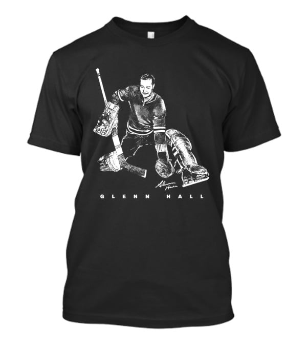 Glenn Hall Chicago Blackhawks Hockey Bitmap Vintage Style Goalie Iconic Pose T-Shirt