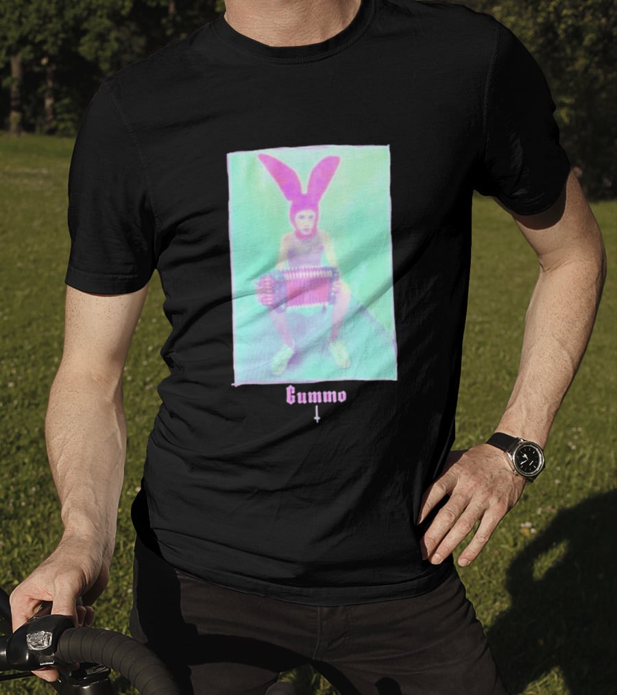 Gummo Bunny With Accordion And Pink Ears T-Shirt