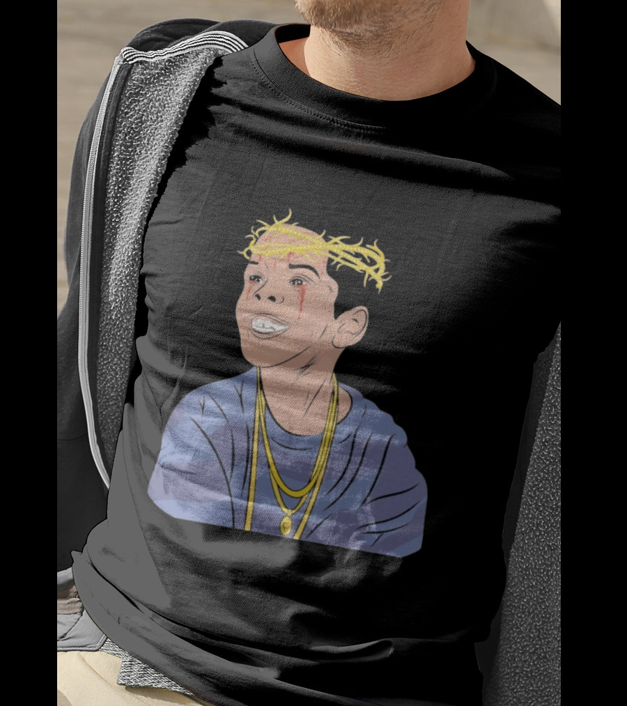 Flygod 10 Year Anniversary Unique Graphic With Golden Crown And Tearful Smile T-Shirt