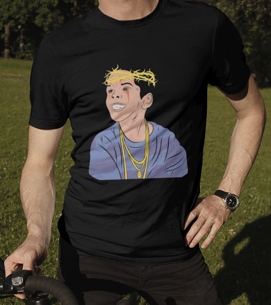 Flygod 10 Year Anniversary Unique Graphic With Golden Crown And Tearful Smile T-Shirt