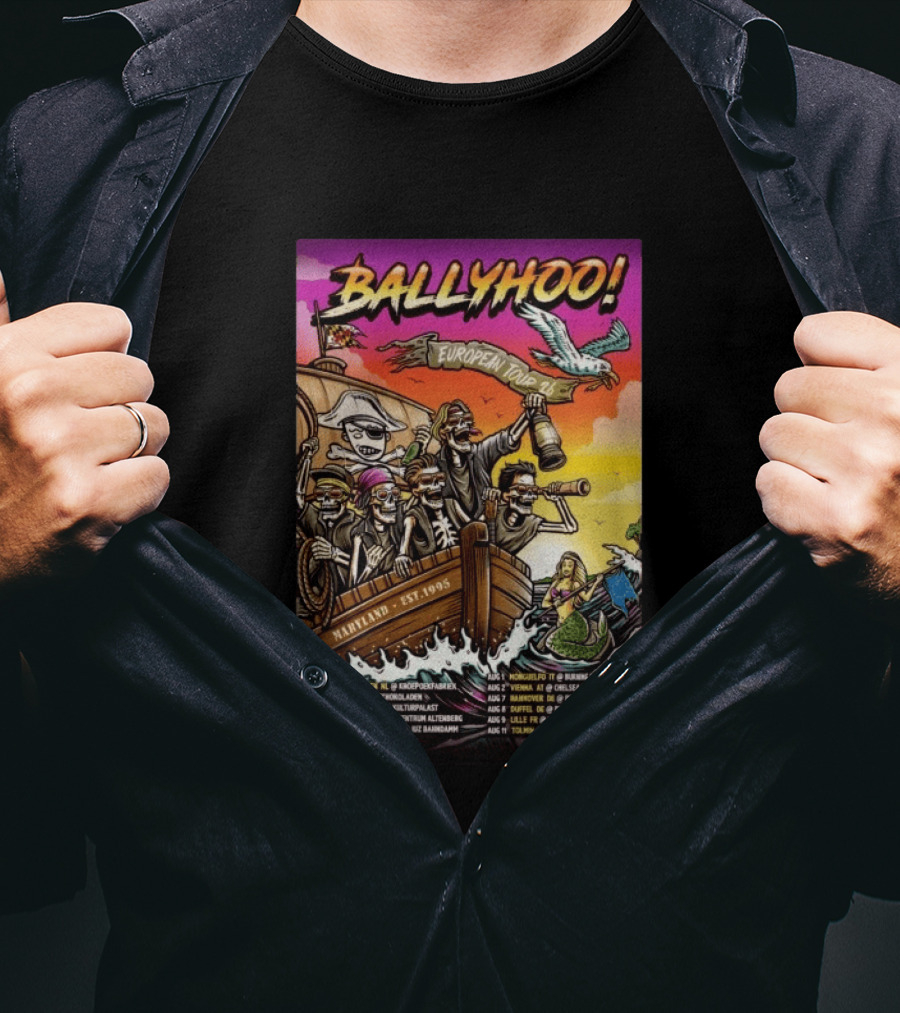 Ballyhoo European Tour 2026 Pirates Maryland Est 1995 T-Shirt