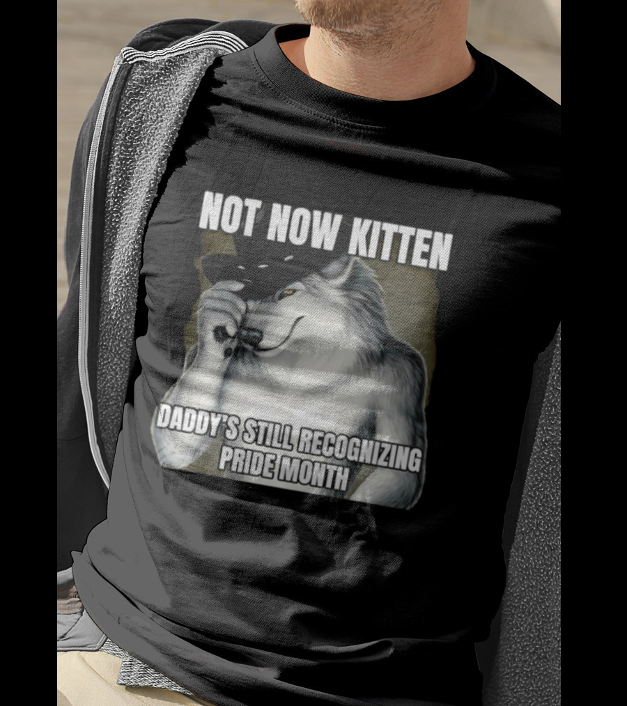 Not Now Kitten Daddy's Still Recognizing Pride Month Wolf T-Shirt