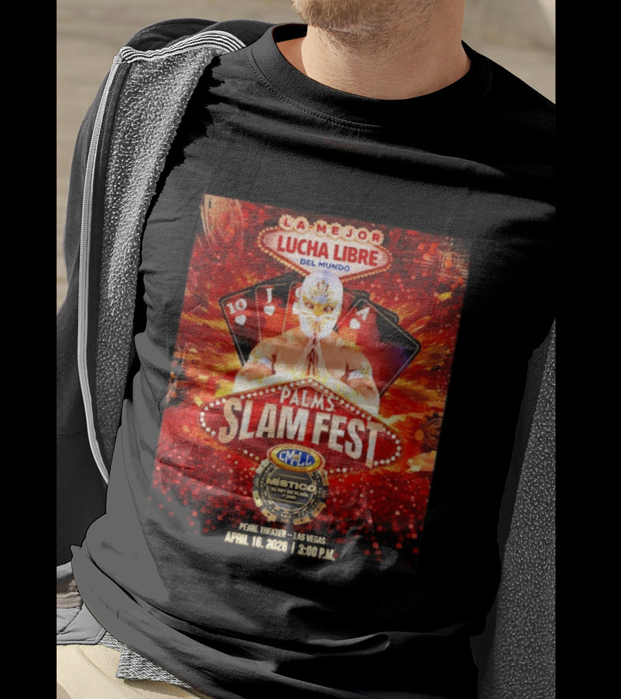 La Mejor Lucha Libre Del Mundo Palms Slam Fest Místico CMLL Las Vegas April 16 2026 T-Shirt