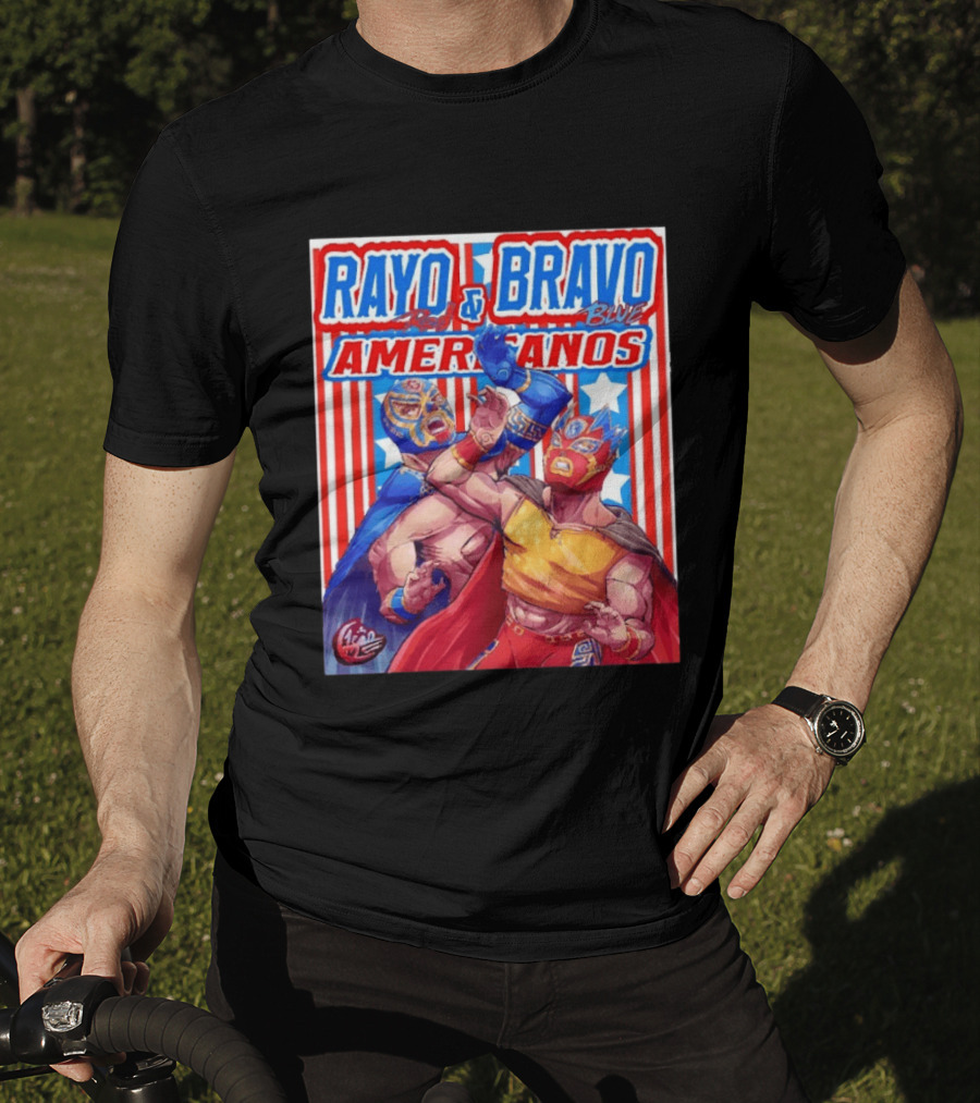 Rayo And Bravo Red Blue Americanos Wrestling Fan Favorite T-Shirt
