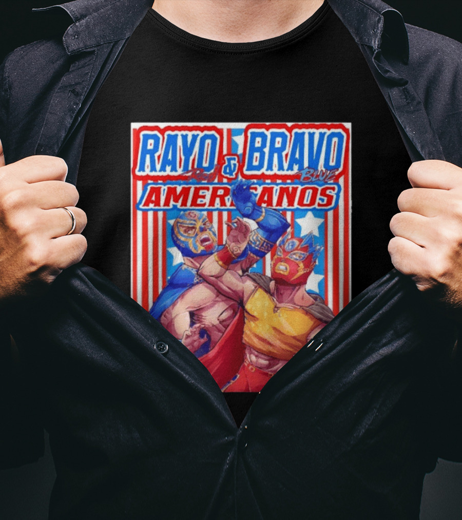 Rayo And Bravo Red Blue Americanos Wrestling Fan Favorite T-Shirt