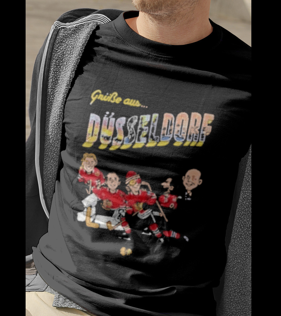 Grüße Aus Düsseldorf Chicago Blackhawks Classic Ice Hockey Scene T-Shirt
