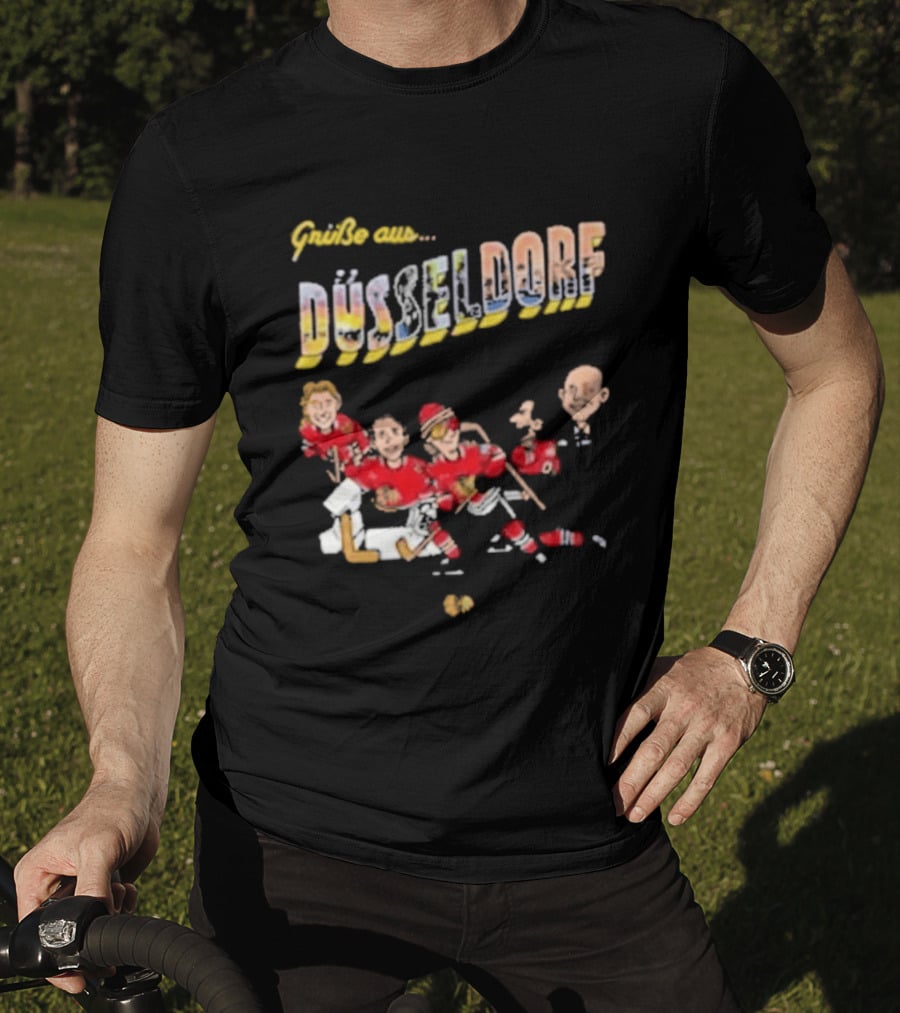 Grüße Aus Düsseldorf Chicago Blackhawks Classic Ice Hockey Scene T-Shirt