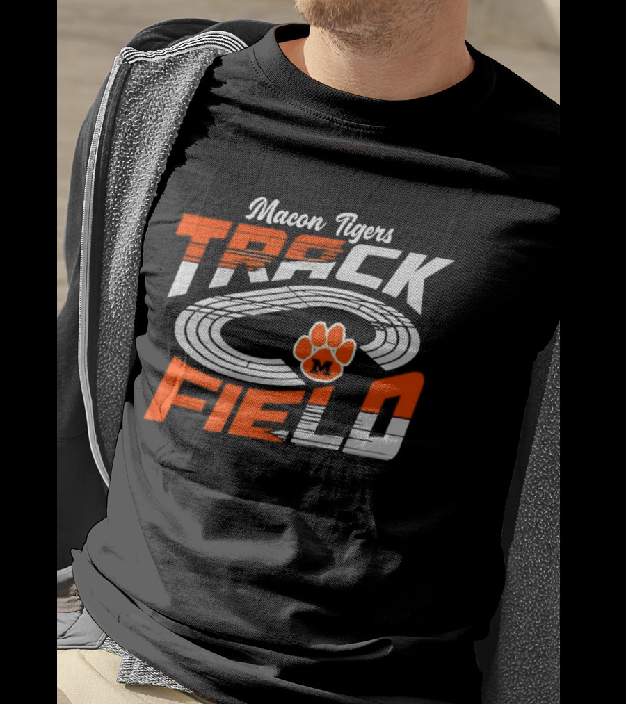 Macon Tigers Track And Field With Orange Paw Print T-Shirt