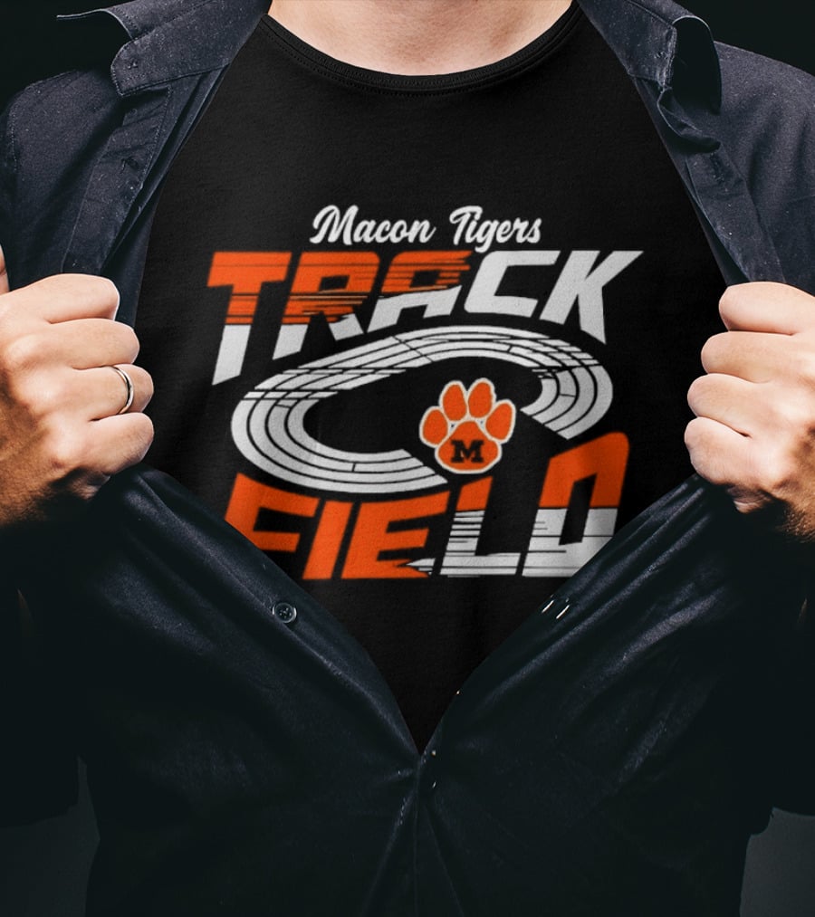 Macon Tigers Track And Field With Orange Paw Print T-Shirt