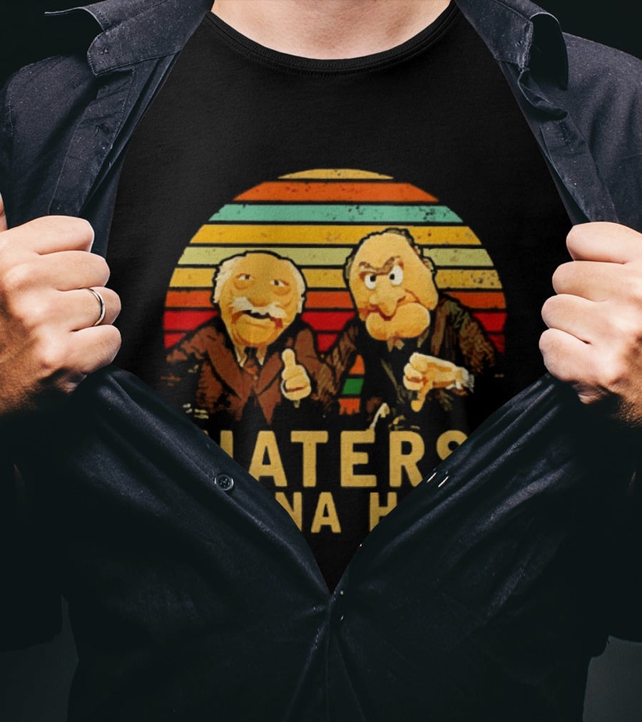 Statler And Waldorf Haters Gonna Hate Vintage Sunset Stripes T-Shirt
