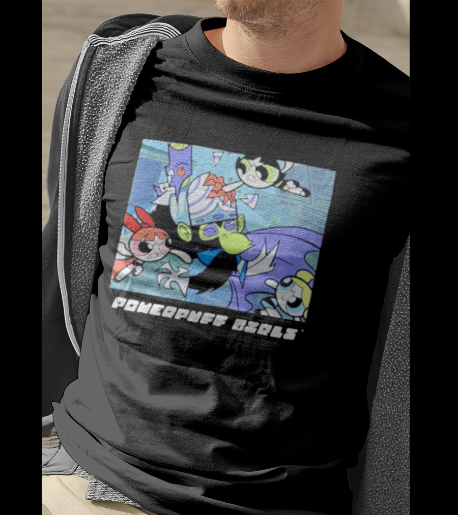 Powerpuff Girls Mojo Jojo Battle Scene Panel T-Shirt