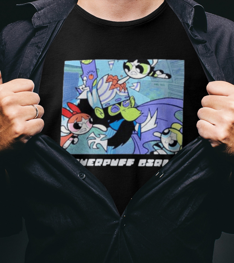 Powerpuff Girls Mojo Jojo Battle Scene Panel T-Shirt