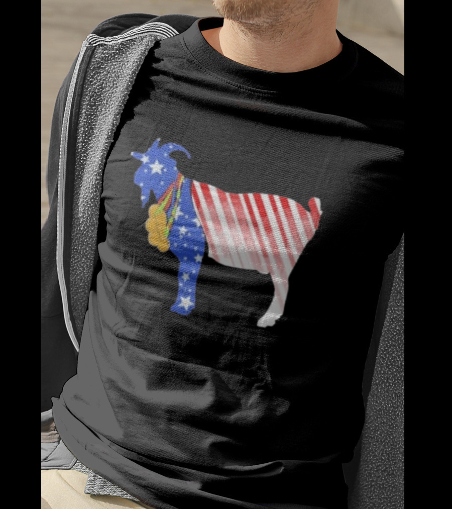 USA GOAT Stars Stripes Olympic Medals T-Shirt