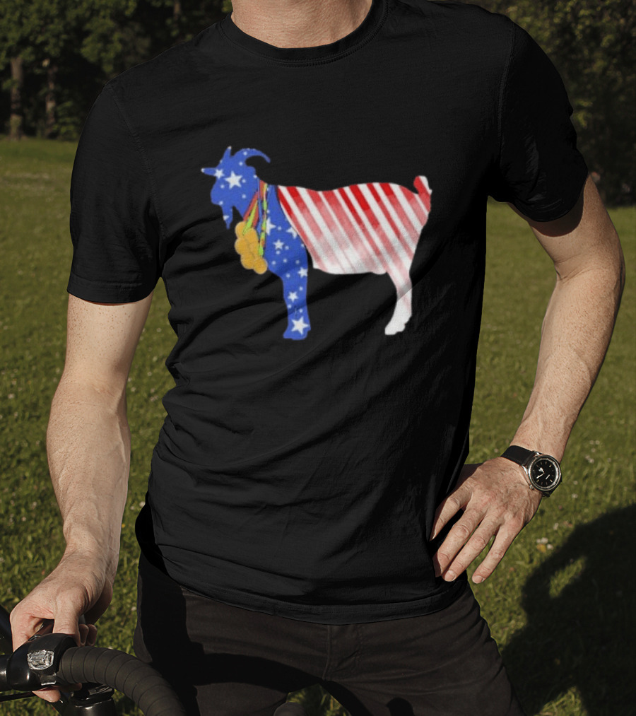 USA GOAT Stars Stripes Olympic Medals T-Shirt